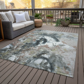 Piper Looms Chantille Abstract ACN2202 Taupe Machine Washable Area Rug Outdoor Lifestyle Image Feature
