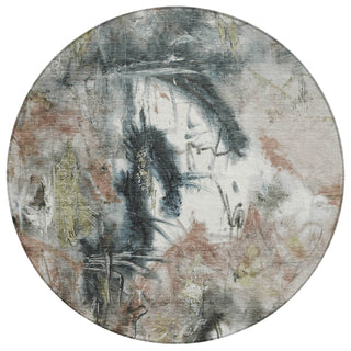 Piper Looms Chantille Abstract ACN2202 Taupe Machine Washable Area Rug Round Main Image
