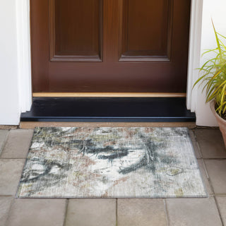 Piper Looms Chantille Abstract ACN2202 Taupe Machine Washable Area Rug Scatter Outdoor Lifestyle Image Feature