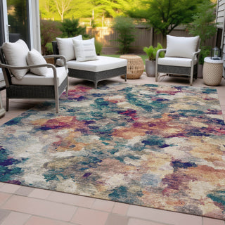 Piper Looms Chantille Abstract ACN2203 Putty Machine Washable Area Rug Outdoor Lifestyle Image Feature
