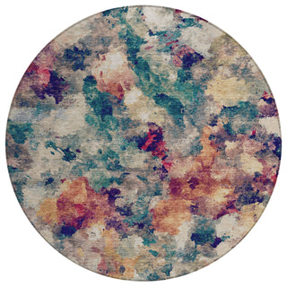 Piper Looms Chantille Abstract ACN2203 Putty Machine Washable Area Rug Round Main Image
