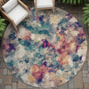 Piper Looms Chantille Abstract ACN2203 Putty Machine Washable Area Rug Round Outdoor Lifestyle Image Feature