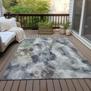 Piper Looms Chantille Abstract ACN2204 Gray Machine Washable Area Rug Outdoor Lifestyle Image Feature