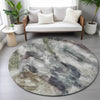 Piper Looms Chantille Abstract ACN2204 Gray Machine Washable Area Rug Round Lifestyle Image Feature