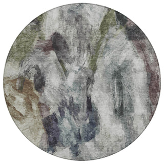 Piper Looms Chantille Abstract ACN2204 Gray Machine Washable Area Rug Round Main Image