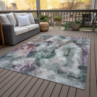 Piper Looms Chantille Abstract ACN2204 Green Machine Washable Area Rug Outdoor Lifestyle Image Feature