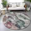Piper Looms Chantille Abstract ACN2204 Green Machine Washable Area Rug Round Lifestyle Image Feature