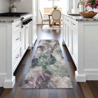 Piper Looms Chantille Abstract ACN2204 Green Machine Washable Area Rug Runner Lifestyle Image Feature