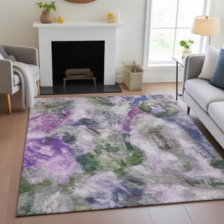 Piper Looms Chantille Abstract ACN2204 Lavender Machine Washable Area Rug Lifestyle Image Feature