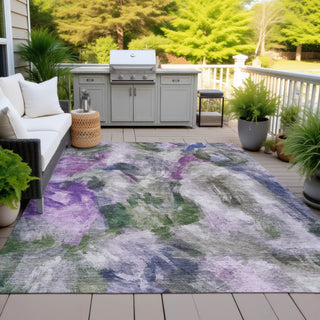 Piper Looms Chantille Abstract ACN2204 Lavender Machine Washable Area Rug Outdoor Lifestyle Image Feature
