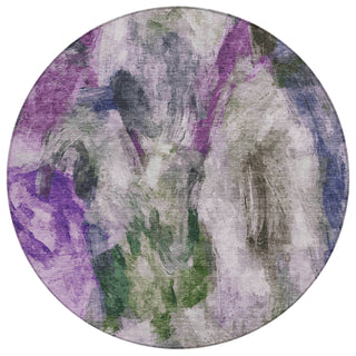Piper Looms Chantille Abstract ACN2204 Lavender Machine Washable Area Rug Round Main Image