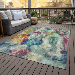 Piper Looms Chantille Abstract ACN2204 Sage Machine Washable Area Rug Outdoor Lifestyle Image Feature