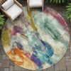 Piper Looms Chantille Abstract ACN2204 Sage Machine Washable Area Rug Round Outdoor Lifestyle Image Feature