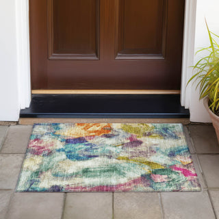 Piper Looms Chantille Abstract ACN2204 Sage Machine Washable Area Rug Scatter Outdoor Lifestyle Image Feature