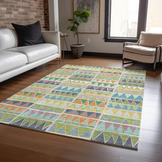 Piper Looms Chantille Geometric ACN2205 Beige Machine Washable Area Rug Lifestyle Image Feature
