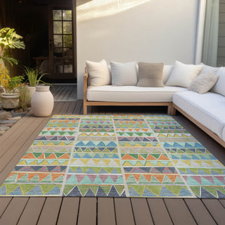 Piper Looms Chantille Geometric ACN2205 Beige Machine Washable Area Rug Outdoor Lifestyle Image Feature