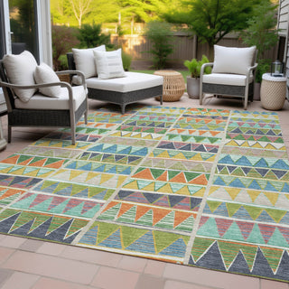 Piper Looms Chantille Geometric ACN2205 Beige Machine Washable Area Rug Outdoor Lifestyle Image Feature