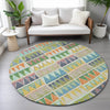 Piper Looms Chantille Geometric ACN2205 Beige Machine Washable Area Rug Round Lifestyle Image Feature