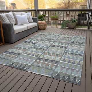 Piper Looms Chantille Geometric ACN2205 Gray Machine Washable Area Rug Outdoor Lifestyle Image Feature