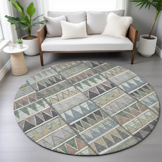 Piper Looms Chantille Geometric ACN2205 Gray Machine Washable Area Rug Round Lifestyle Image Feature