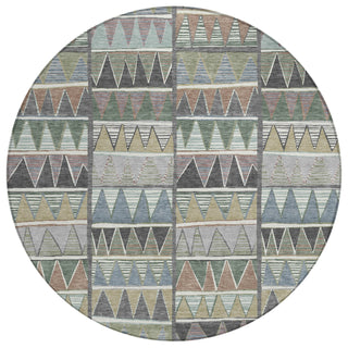 Piper Looms Chantille Geometric ACN2205 Gray Machine Washable Area Rug Round Main Image