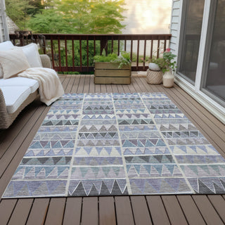 Piper Looms Chantille Geometric ACN2205 Lavender Machine Washable Area Rug Outdoor Lifestyle Image Feature