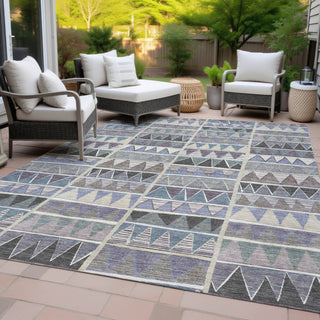 Piper Looms Chantille Geometric ACN2205 Lavender Machine Washable Area Rug Outdoor Lifestyle Image Feature