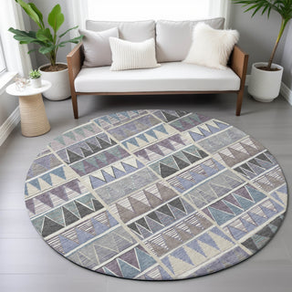 Piper Looms Chantille Geometric ACN2205 Lavender Machine Washable Area Rug Round Lifestyle Image Feature