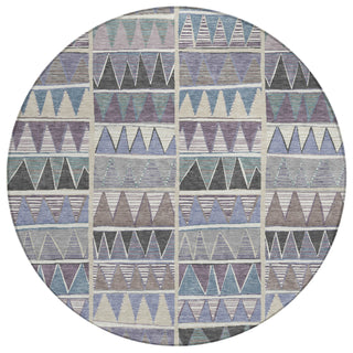 Piper Looms Chantille Geometric ACN2205 Lavender Machine Washable Area Rug Round Main Image