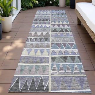 Piper Looms Chantille Geometric ACN2205 Lavender Machine Washable Area Rug Runner Outdoor Lifestyle Image Feature