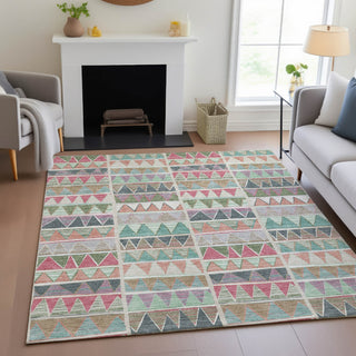Piper Looms Chantille Geometric ACN2205 Salmon Machine Washable Area Rug Lifestyle Image Feature