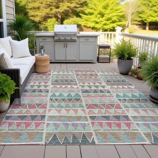 Piper Looms Chantille Geometric ACN2205 Salmon Machine Washable Area Rug Outdoor Lifestyle Image Feature