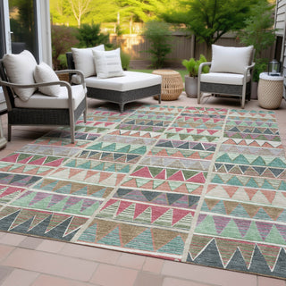 Piper Looms Chantille Geometric ACN2205 Salmon Machine Washable Area Rug Outdoor Lifestyle Image Feature