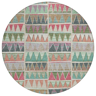 Piper Looms Chantille Geometric ACN2205 Salmon Machine Washable Area Rug Round Main Image