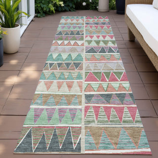 Piper Looms Chantille Geometric ACN2205 Salmon Machine Washable Area Rug Runner Outdoor Lifestyle Image Feature
