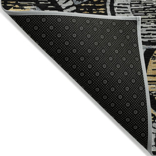 Piper Looms Chantille Geometric ACN2206 Black Machine Washable Area Rug Backing Image