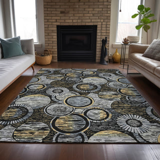 Piper Looms Chantille Geometric ACN2206 Black Machine Washable Area Rug Lifestyle Image Feature