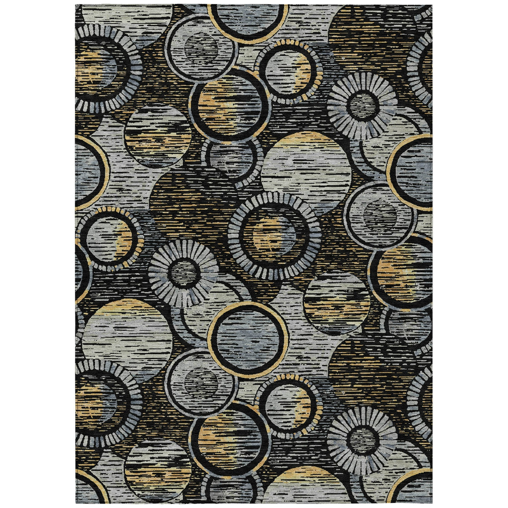 Piper Looms Chantille Geometric ACN2206 Black Machine Washable Area Rug main image