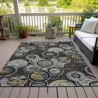 Piper Looms Chantille Geometric ACN2206 Black Machine Washable Area Rug Outdoor Lifestyle Image Feature