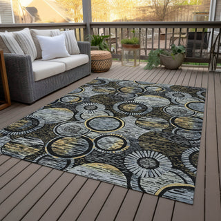 Piper Looms Chantille Geometric ACN2206 Black Machine Washable Area Rug Outdoor Lifestyle Image Feature