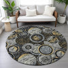Piper Looms Chantille Geometric ACN2206 Black Machine Washable Area Rug Round Lifestyle Image Feature