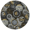 Piper Looms Chantille Geometric ACN2206 Black Machine Washable Area Rug Round Main Image