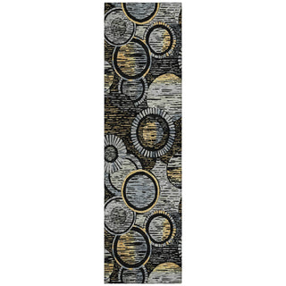 Piper Looms Chantille Geometric ACN2206 Black Machine Washable Area Rug Runner Main Image