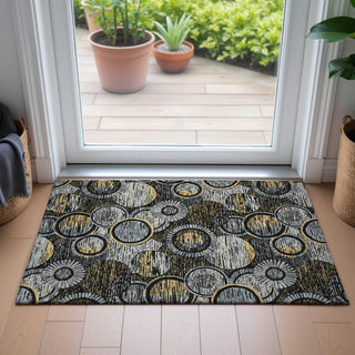 Piper Looms Chantille Geometric ACN2206 Black Machine Washable Area Rug Scatter Lifestyle Image Feature
