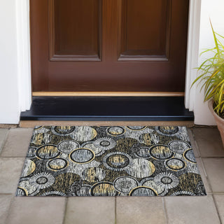 Piper Looms Chantille Geometric ACN2206 Black Machine Washable Area Rug Scatter Outdoor Lifestyle Image Feature