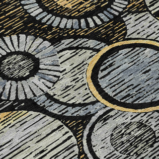 Piper Looms Chantille Geometric ACN2206 Black Machine Washable Area Rug Swatch Image