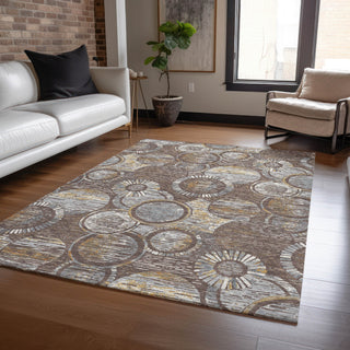 Piper Looms Chantille Geometric ACN2206 Fudge Machine Washable Area Rug Lifestyle Image Feature