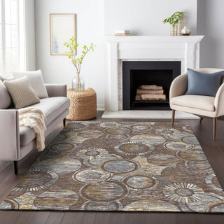Piper Looms Chantille Geometric ACN2206 Fudge Machine Washable Area Rug Lifestyle Image Feature