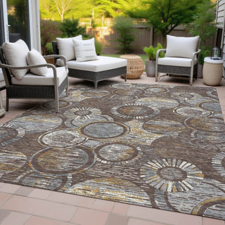 Piper Looms Chantille Geometric ACN2206 Fudge Machine Washable Area Rug Outdoor Lifestyle Image Feature