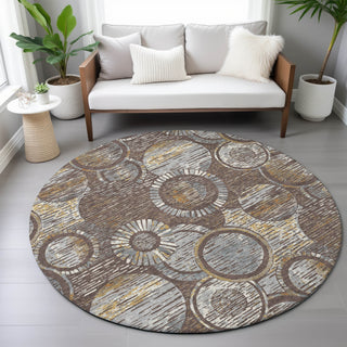 Piper Looms Chantille Geometric ACN2206 Fudge Machine Washable Area Rug Round Lifestyle Image Feature